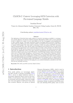 CLOCR-C: Context Leveraging OCR Correction with Pre-trained Language Models