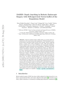 DARES: Depth Anything in Robotic Endoscopic Surgery with Self-supervised
  Vector-LoRA of the Foundation Model