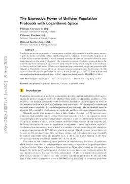 The Expressive Power of Uniform Population Protocols with Logarithmic
  Space