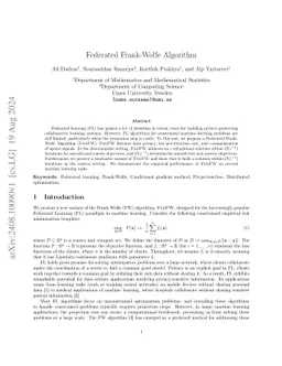 Federated Frank-Wolfe Algorithm