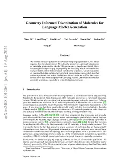 Geometry Informed Tokenization of Molecules for Language Model
  Generation