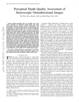 Perceptual Depth Quality Assessment of Stereoscopic Omnidirectional
  Images