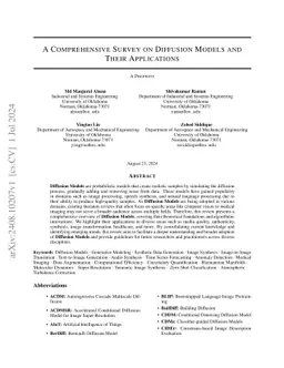 A Comprehensive Survey on Diffusion Models and Their Applications