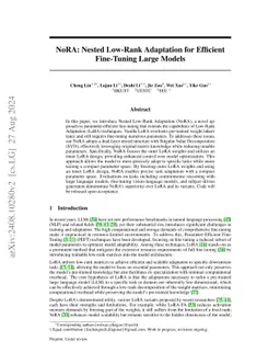 NoRA: Nested Low-Rank Adaptation for Efficient Fine-Tuning Large Models