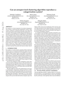 Can an unsupervised clustering algorithm reproduce a categorization
  system?