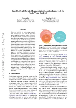 BrewCLIP: A Bifurcated Representation Learning Framework for
  Audio-Visual Retrieval