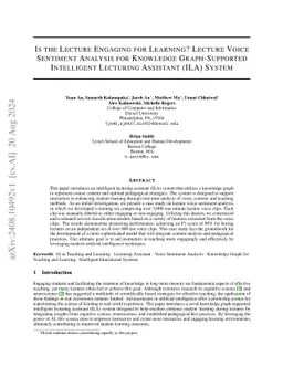 Is the Lecture Engaging for Learning? Lecture Voice Sentiment Analysis
  for Knowledge Graph-Supported Intelligent Lecturing Assistant (ILA) System