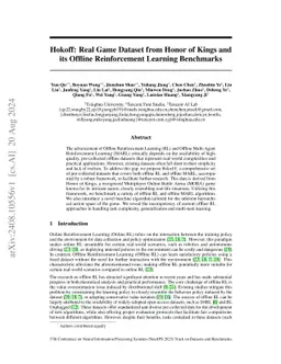Hokoff: Real Game Dataset from Honor of Kings and its Offline
  Reinforcement Learning Benchmarks