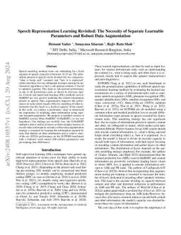 Speech Representation Learning Revisited: The Necessity of Separate Learnable Parameters and Robust Data Augmentation