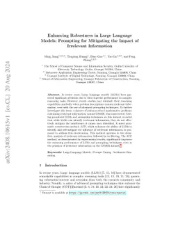 Enhancing Robustness in Large Language Models: Prompting for Mitigating the Impact of Irrelevant Information