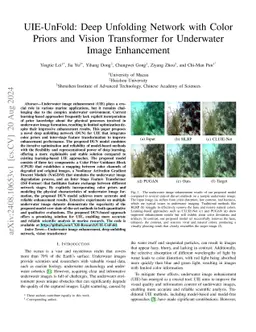 UIE-UnFold: Deep Unfolding Network with Color Priors and Vision
  Transformer for Underwater Image Enhancement