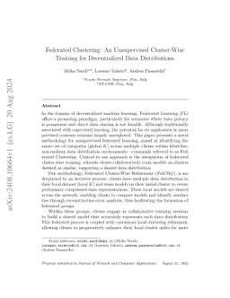 Federated Clustering: An Unsupervised Cluster-Wise Training for Decentralized Data Distributions
