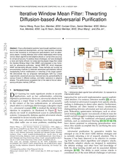 Iterative Window Mean Filter: Thwarting Diffusion-based Adversarial
  Purification
