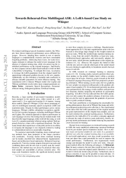 Towards Rehearsal-Free Multilingual ASR: A LoRA-based Case Study on
  Whisper