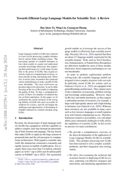 Towards Efficient Large Language Models for Scientific Text: A Review