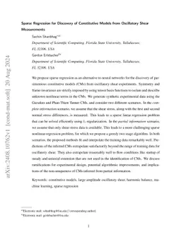 Sparse Regression for Discovery of Constitutive Models from Oscillatory
  Shear Measurements