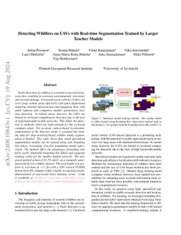 Detecting Wildfires on UAVs with Real-time Segmentation Trained by
  Larger Teacher Models