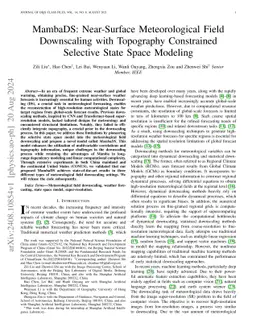 MambaDS: Near-Surface Meteorological Field Downscaling with Topography
  Constrained Selective State Space Modeling
