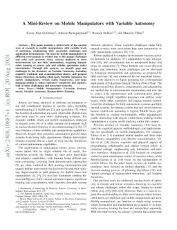 A Mini-Review on Mobile Manipulators with Variable Autonomy