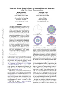 Recurrent Neural Networks Learn to Store and Generate Sequences using
  Non-Linear Representations