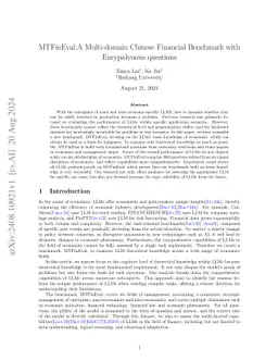 MTFinEval:A Multi-domain Chinese Financial Benchmark with Eurypalynous
  questions