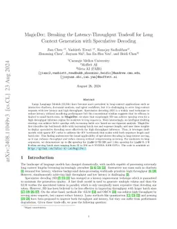 MagicDec: Breaking the Latency-Throughput Tradeoff for Long Context Generation with Speculative Decoding