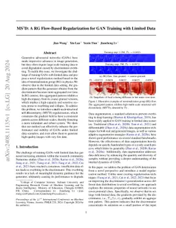 MS$^3$D: A RG Flow-Based Regularization for GAN Training with Limited
  Data