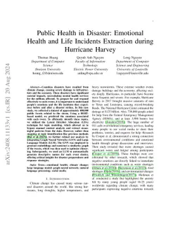Public Health in Disaster: Emotional Health and Life Incidents
  Extraction during Hurricane Harvey