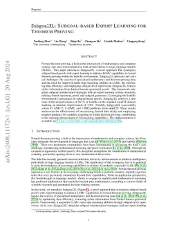 SubgoalXL: Subgoal-based Expert Learning for Theorem Proving