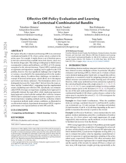 Effective Off-Policy Evaluation and Learning in Contextual Combinatorial
  Bandits