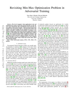 Revisiting Min-Max Optimization Problem in Adversarial Training