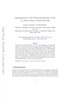Approximation of the Proximal Operator of the $\ell_\infty$ Norm Using a
  Neural Network