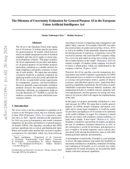 The Dilemma of Uncertainty Estimation for General Purpose AI in the EU
  AI Act