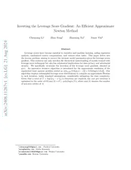 Inverting the Leverage Score Gradient: An Efficient Approximate Newton
  Method
