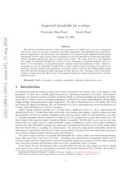 Improved thresholds for e-values