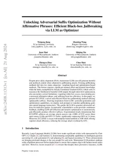 An Optimizable Suffix Is Worth A Thousand Templates: Efficient Black-box Jailbreaking without Affirmative Phrases via LLM as Optimizer