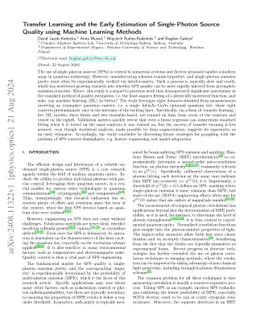 Transfer Learning and the Early Estimation of Single-Photon Source
  Quality using Machine Learning Methods