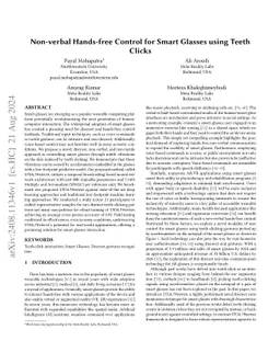 Non-verbal Hands-free Control for Smart Glasses using Teeth Clicks