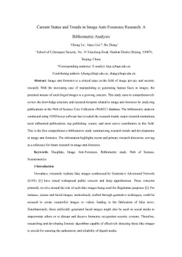 Current Status and Trends in Image Anti-Forensics Research: A
  Bibliometric Analysis