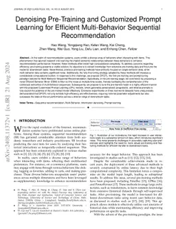 Denoising Pre-Training and Customized Prompt Learning for Efficient
  Multi-Behavior Sequential Recommendation