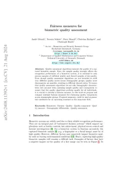 Fairness measures for biometric quality assessment