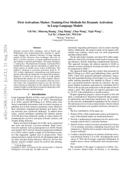 First Activations Matter: Training-Free Methods for Dynamic Activation
  in Large Language Models