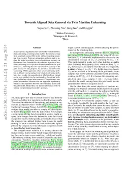 Towards Aligned Data Removal via Twin Machine Unlearning