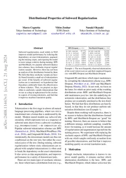 Distributional Properties of Subword Regularization