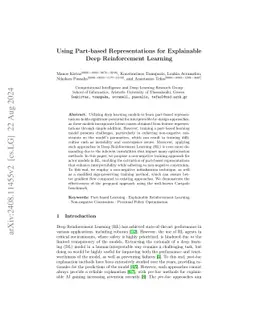 Using Part-based Representations for Explainable Deep Reinforcement
  Learning