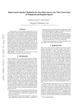 Improvement Speaker Similarity for Zero-Shot Any-to-Any Voice Conversion
  of Whispered and Regular Speech