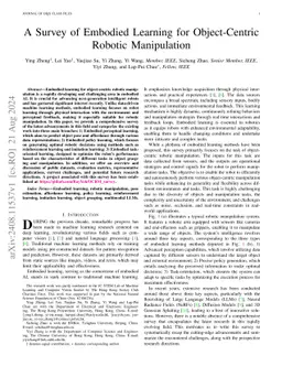 A Survey of Embodied Learning for Object-Centric Robotic Manipulation