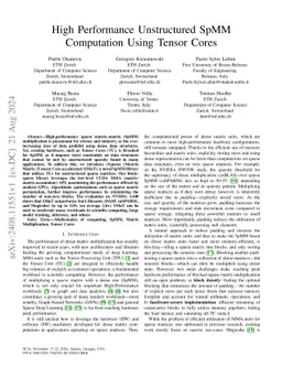 High Performance Unstructured SpMM Computation Using Tensor Cores