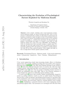 Characterizing the Evolution of Psychological Factors Exploited by
  Malicious Emails