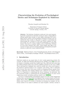 Characterizing the Evolution of Psychological Tactics and Techniques
  Exploited by Malicious Emails